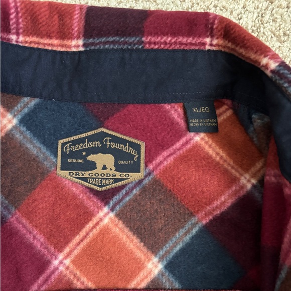 Freedom Foundry NWT Mens Plush Plaid Fleece Shirt, Picante Red & Orange, XL - Picture 5 of 10